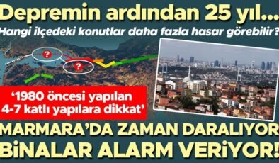 Depremin ardından 25 yıl: Marmara’da zaman daralıyor, binalar alarm veriyor! Hangi ilçedeki konutlar daha fazla hasar görebilir? ‘1980 öncesi yapılan 4-7…