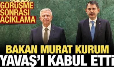 Bakan Kurum, ABB Başkanı Mansur Yavaş’ı kabul etti