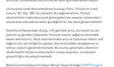 Bolat: Fitch’in notu, makroekonomik iyileşmelerin uluslararası arenada kabul gördüğünü gösteriyor