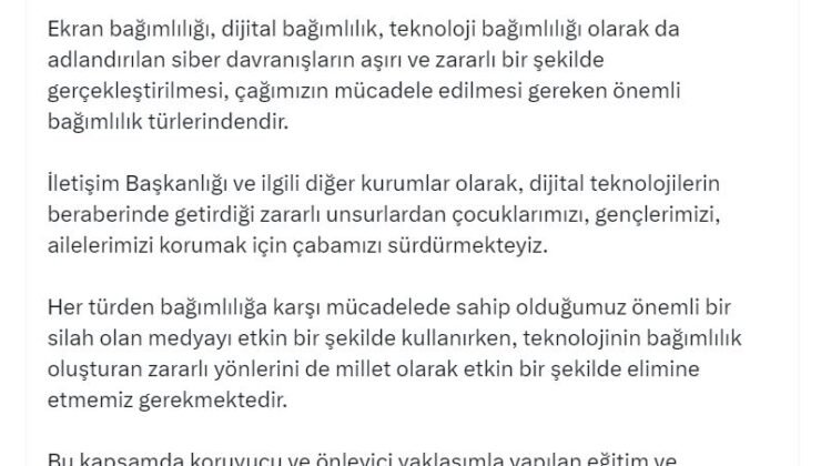 İletişim Başkanı Altun: Teknolojinin bağımlılık oluşturan zararlı yönlerini elimine etmeliyiz