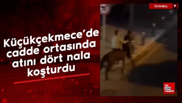 Küçükçekmece’de cadde ortasında atını dört nala koşturdu