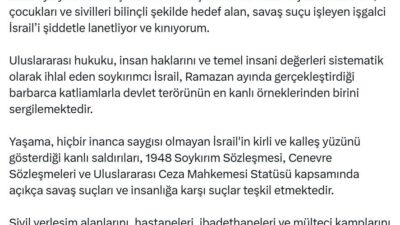 ANKARA, – ADALET Bakanı Yılmaz Tunç, “Gazze’ye yönelik vahşi ve