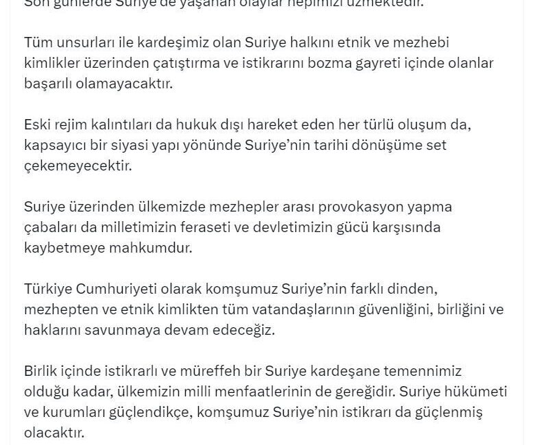 ANKARA, – CUMHURBAŞKANI Yardımcısı Cevdet Yılmaz, “Suriye halkını etnik ve