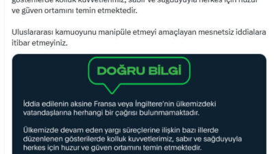 ANKARA, – İLETİŞİM Başkanlığı Dezenformasyonla Mücadele Merkezi (DMM) tarafından, İsrail’in