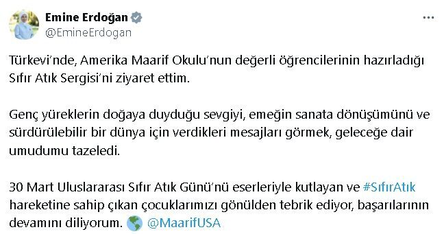 ANKARA, – CUMHURBAŞKANI Recep Tayyip Erdoğan’ın eşi Emine Erdoğan, Birleşmiş