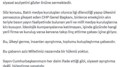 ANKARA, – CUMHURBAŞKANLIĞI İletişim Başkanı Fahrettin Altun, “CHP Genel Başkanının