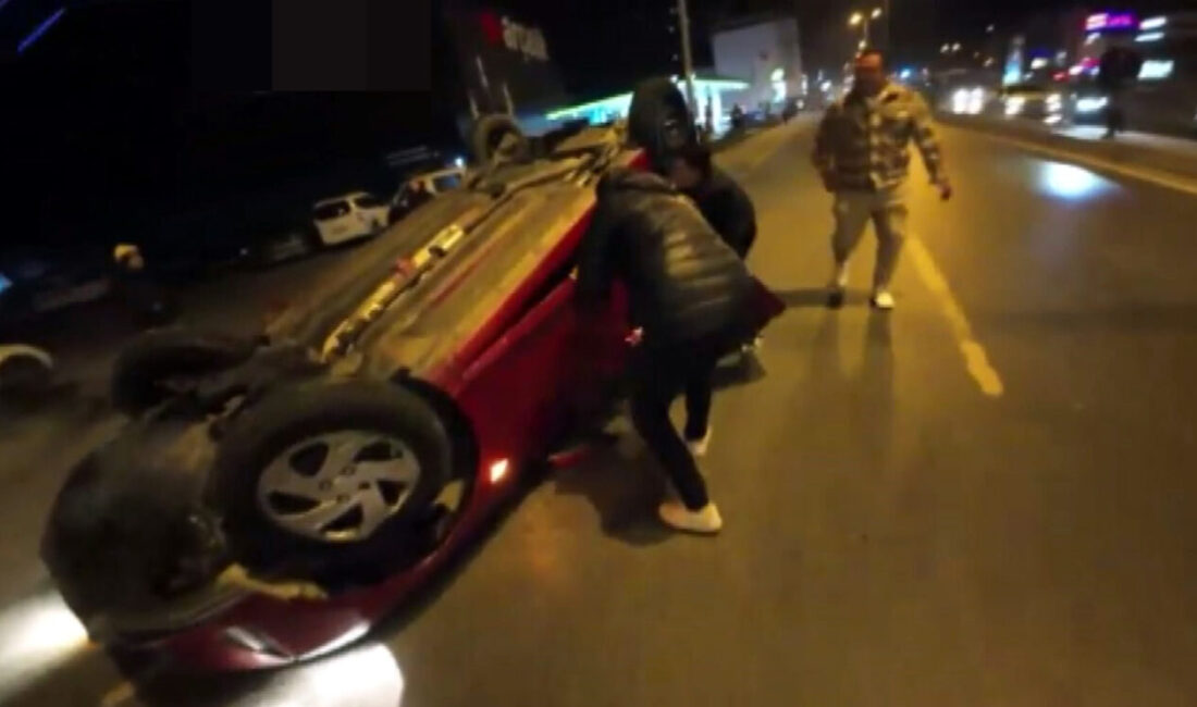 İhsan DÖRTKARDEŞ/İSTANBUL, – AVCILAR’da sürücüsünün kontrolünden çıkan otomobil refüjü aşarak