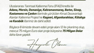 ANKARA, – TARIM ve Orman Bakanlığı, ‘Kırsal Dezavantajlı Alanlar Kalkınma