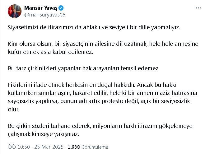 ANKARA, – ANKARA Büyükşehir Belediye Başkanı Mansur Yavaş, “Kim olursa