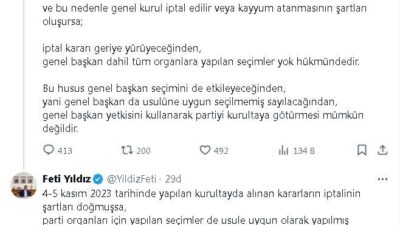 ANKARA, – MHP Genel Başkan Yardımcısı Feti Yıldız, CHP’nin olağanüstü