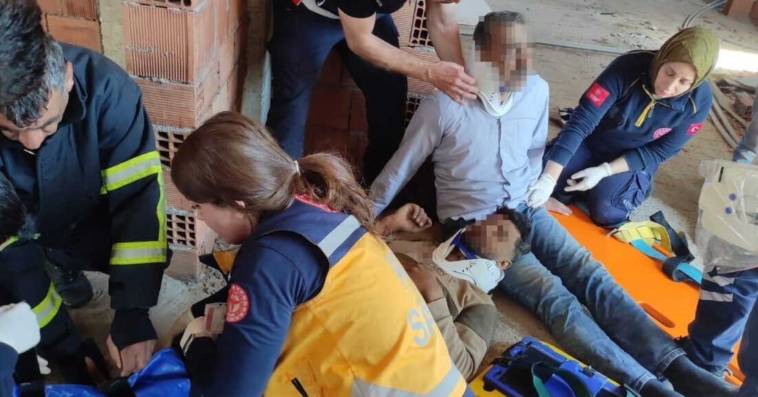 Ahmet AKKUŞ/NUSAYBİN (Mardin), – MARDİN’in Nusaybin ilçesinde cami inşaatının iskelesi