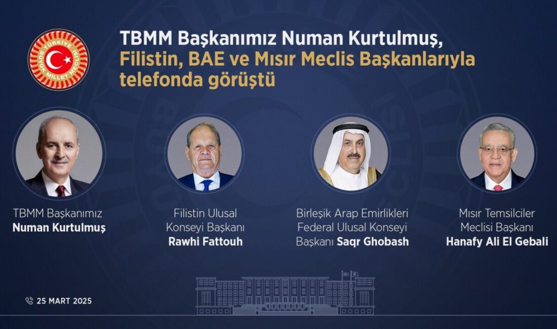 ANKARA, -TÜRKİYE Büyük Millet Meclisi (TBMM) Başkanı Numan Kurtulmuş, Filistin