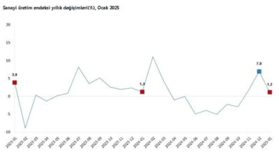ANKARA, – TÜRKİYE İstatistik Kurumu (TÜİK), sanayi üretiminin ocakta yıllık