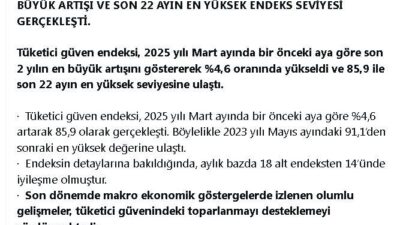 ANKARA, – TİCARET Bakanı Ömer Bolat, tüketici güven endeksinin son