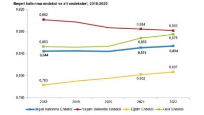 Gizem ÇORLU/ANKARA, – TÜRKİYE’de 2018 yılında 0,844 olan beşeri kalkınma