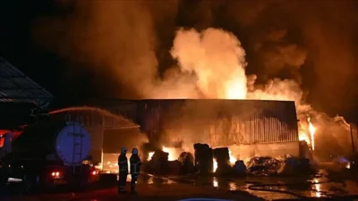 Adana’da dipçik, parke, panel üretimi yapan bir fabrikada yangın çıktı.