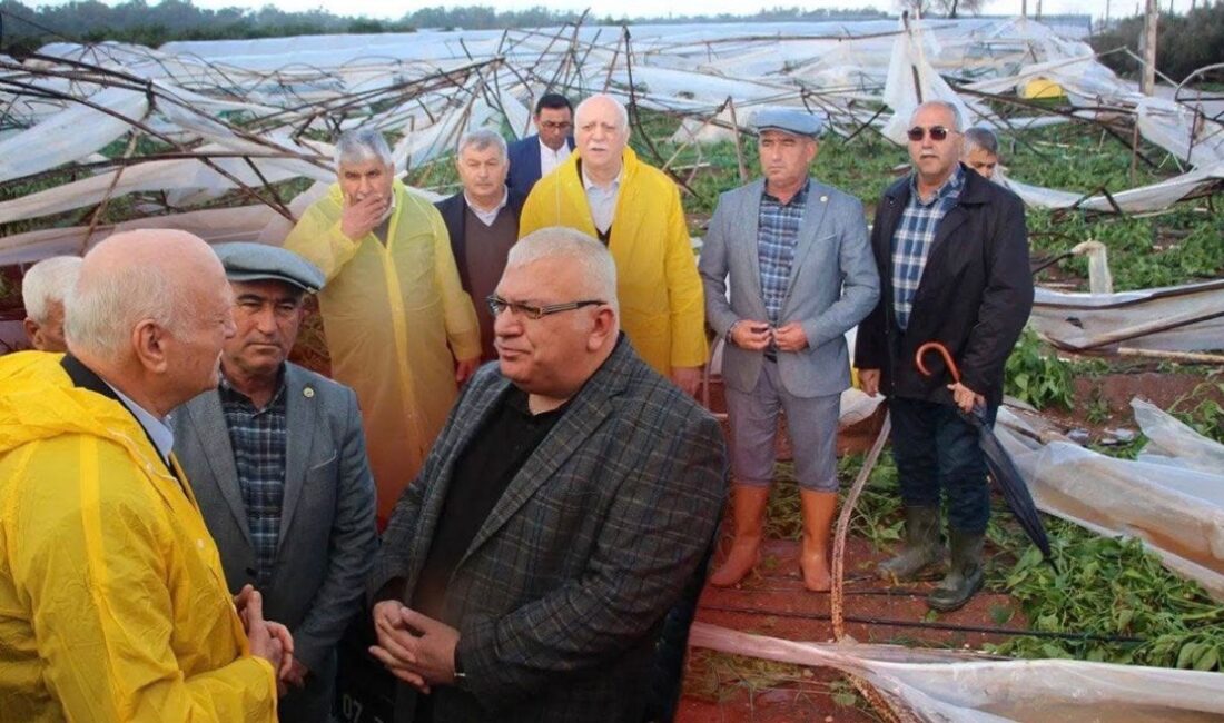 Antalya'nın Kumluca ilçesinde sel ve hortumdan zarar gören bölgelerde incelemelerde