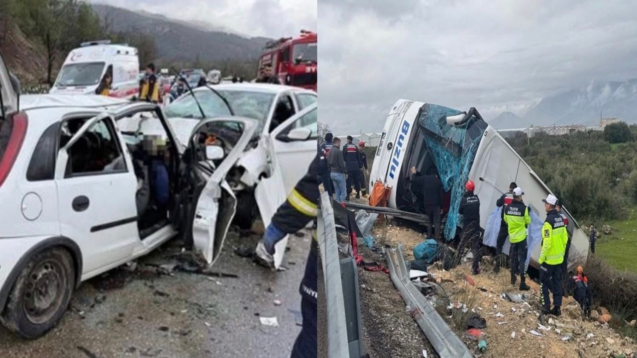 Batı Akdeniz’de meydana gelen iki ayrı trafik kazasında 16 kişi