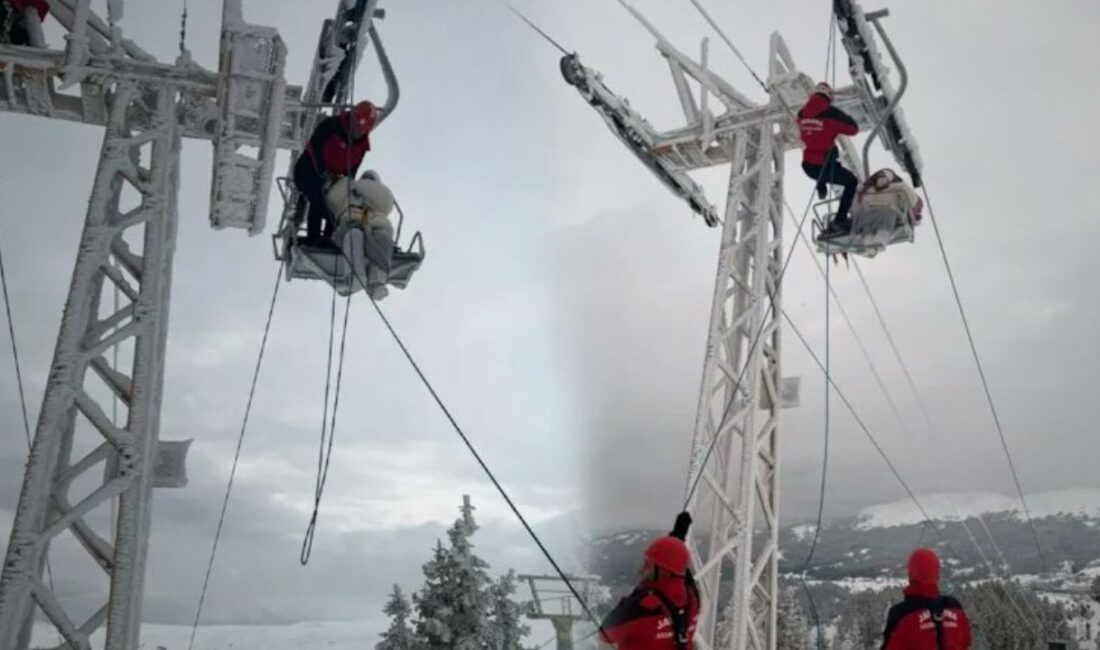 Uludağ’daki Oteller Bölgesi’nde bir telesiyejde meydana gelen arıza paniğe neden