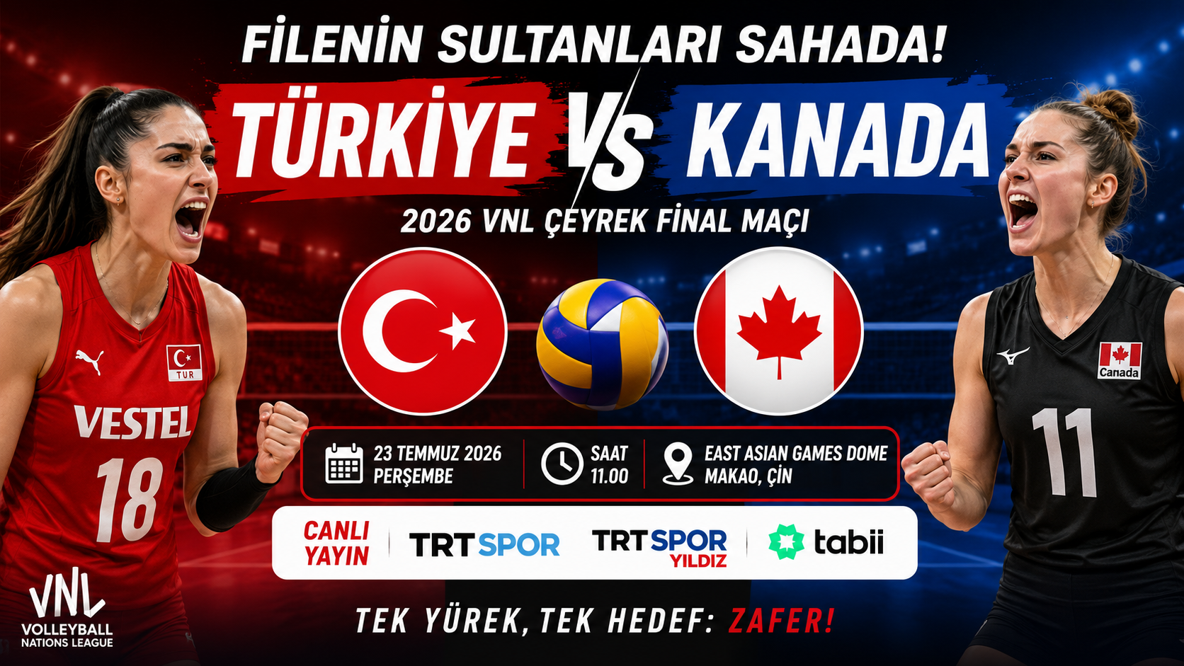 Türkiye Kanada voleybol maçı hangi kanalda