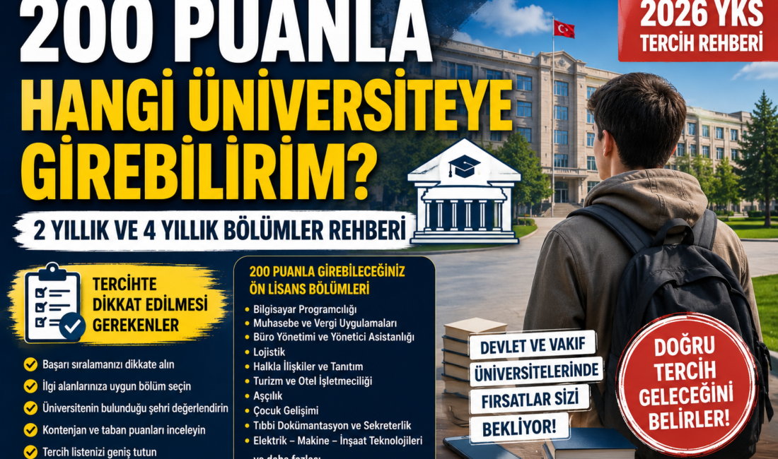 200 Puanla Hangi Üniversiteye Girebilirim 2026? İşte Tercih Yapabilecek Adaylar