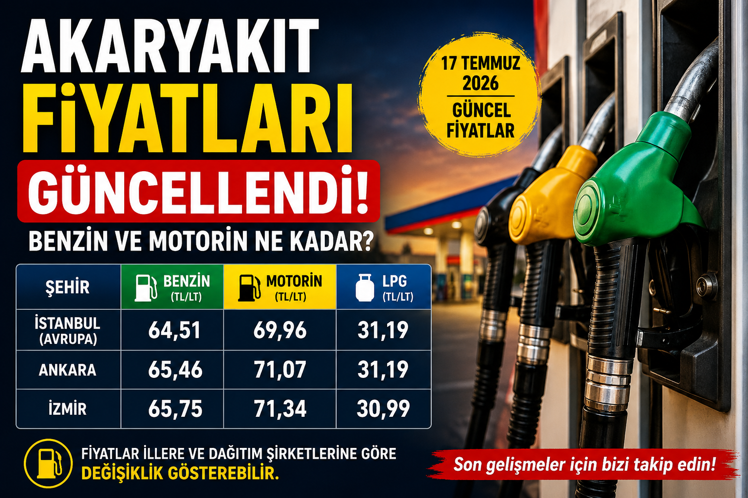 Akaryakıt fiyatları güncellendi