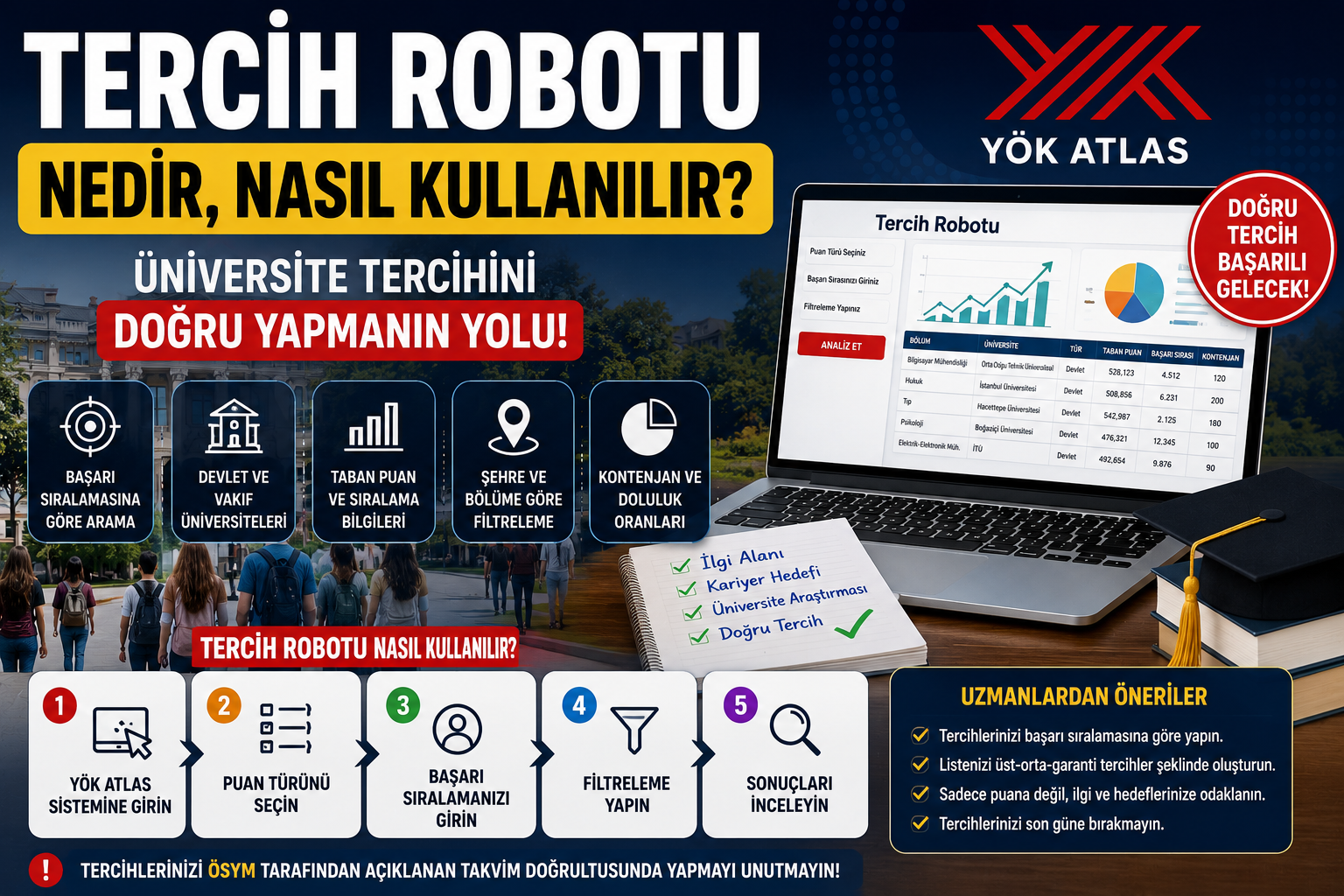 YÖK Atlas Tercih Robotu Nedir, Nasıl Kullanılır? Üniversite Adayları İçin