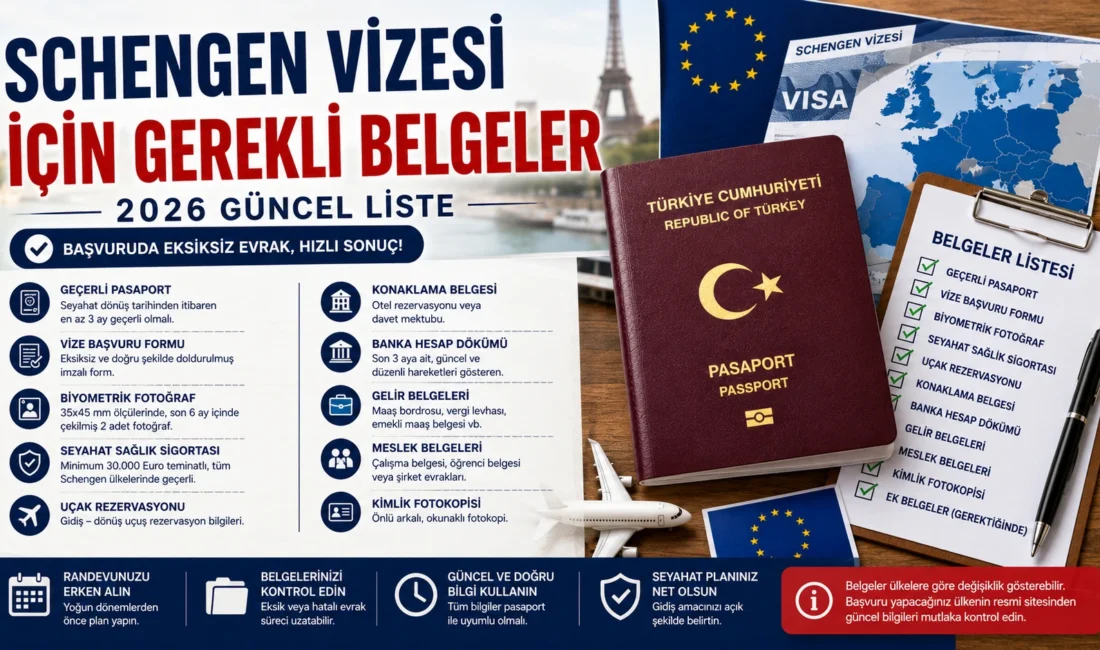 Avrupa seyahati planlayan birçok kişi, Schengen vizesi için gerekli belgeler