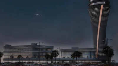 Antalya Havalimanı'nda devam eden yeni kule inşaatında 46 metre seviyesine
