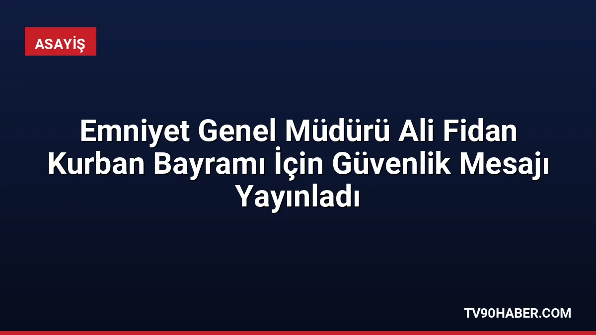 Emniyet Genel Müdürü Ali Fidan, Kurban Bayramı'nda huzur ve güvenliğin