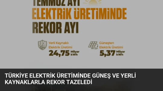 Türkiye temmuz ayında güneş ve yerli kaynaklardan elektrik üretiminde tüm