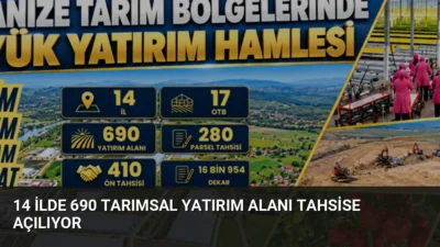 Eylül 2026 dönemi kapsamında 14 ildeki 17 Organize Tarım Bölgesinde