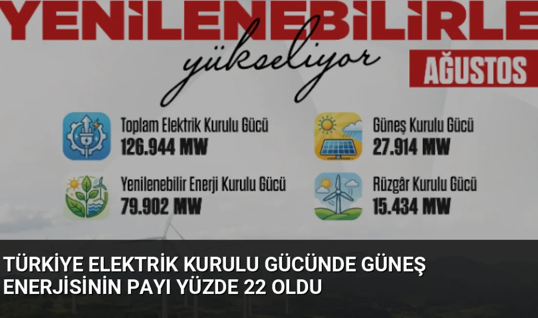 Türkiye'nin elektrik kurulu gücü 126 bin 944 megavata ulaşırken, güneş