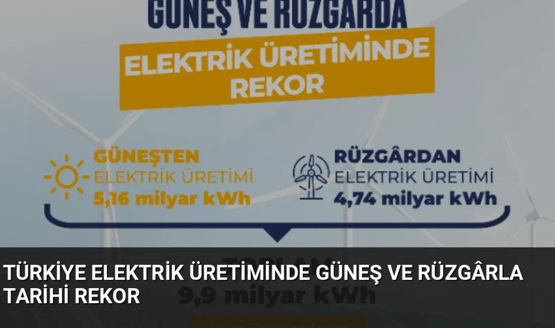 Türkiye'de ağustos ayında güneş ve rüzgâr kaynaklı elektrik üretimi toplam