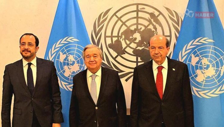 Kıbrısta tarihi toplantı: Tatar, Guterres ve Christodoulides bir araya geldi