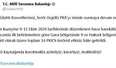 PKK’ya Hava Operasyonu: 14 Terörist Etkisiz Hale Getirildi