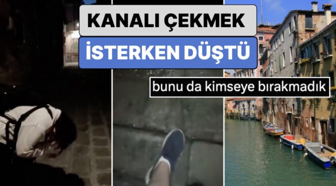 Venedik Sokaklarında Gezen İki Türk Sokağın Sonunda Gördükleri Kanalı Çekmek İsterken Suya Düştü